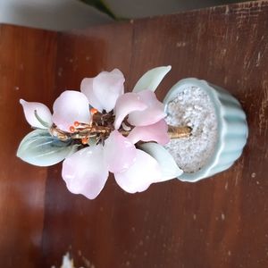 Vintage Glass Jade Flower